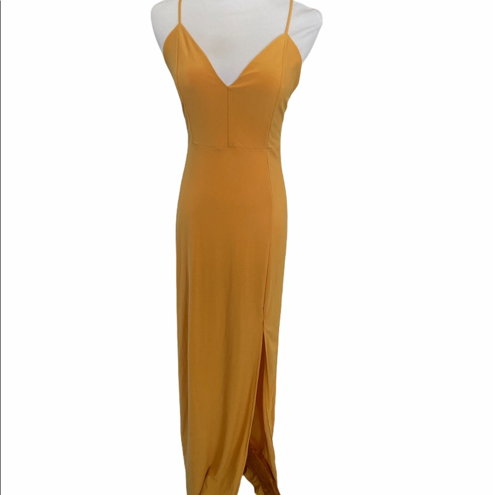 January 7 Yellow Long Dress with slit , M